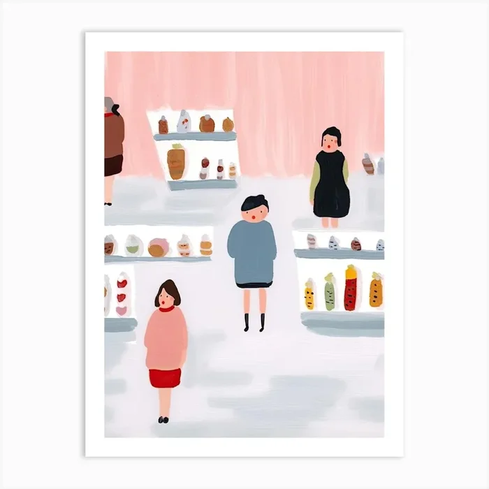 At The Icre Cream Shop Scene, Tiny People And Illustration 4 Art Print by Mambo