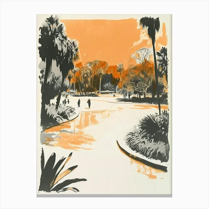 Audubon Park Retro Lithograph 1 Canvas Print by PixelPerfect