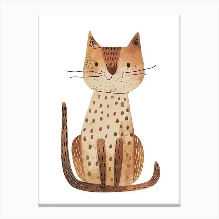 Australian Mist Cat Clipart Illustration 3 Canvas Print by Woof and Whiskers