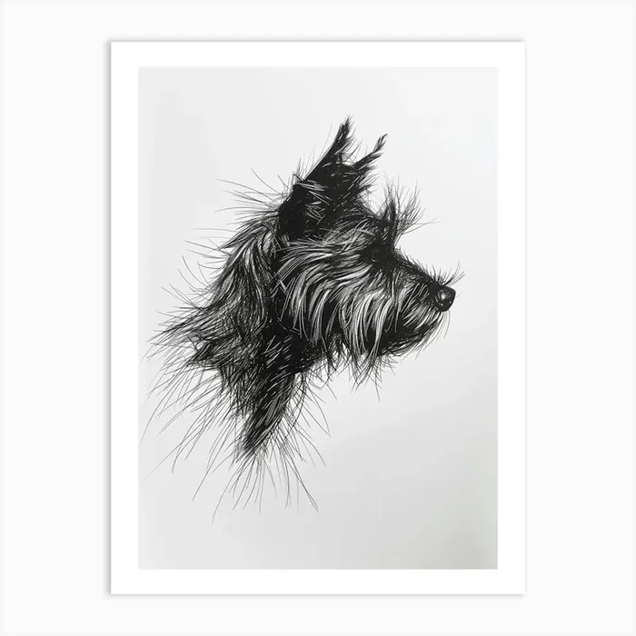 Australian Terrier Line Sketch 1 Art Print by Woof and Whiskers