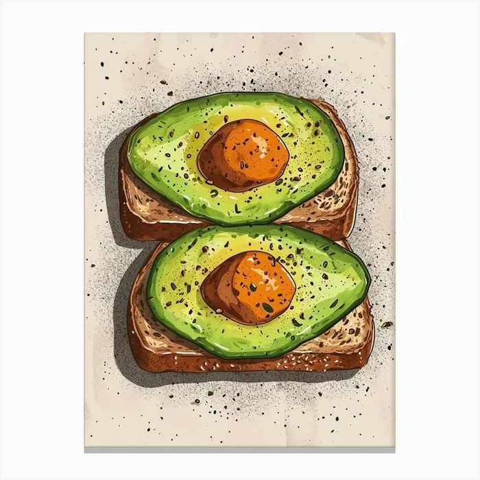 Avocado On Toast Illustration 3 Canvas Print by Artful Appetite
