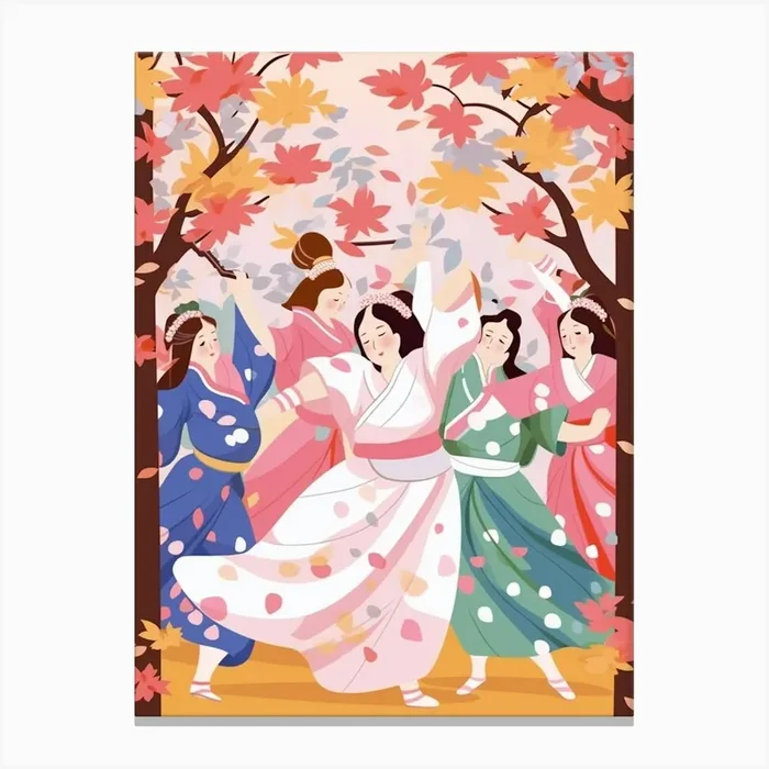 Awa Odori Dance Japanese Traditional Illustration 1 Canvas Print by PixelPerfect
