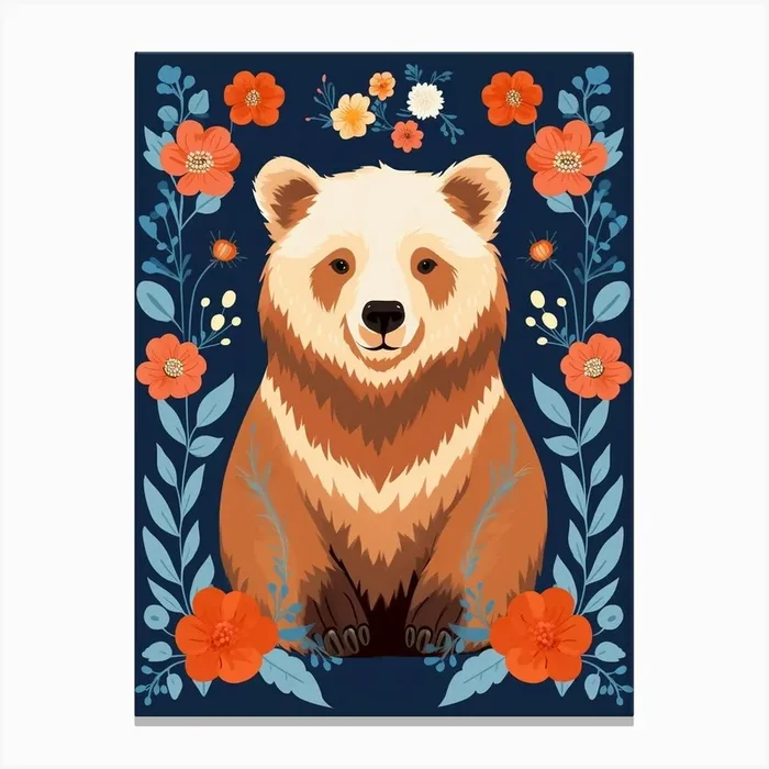 Baby Animal Illustration Bear 13 Canvas Print by Scribble Studio