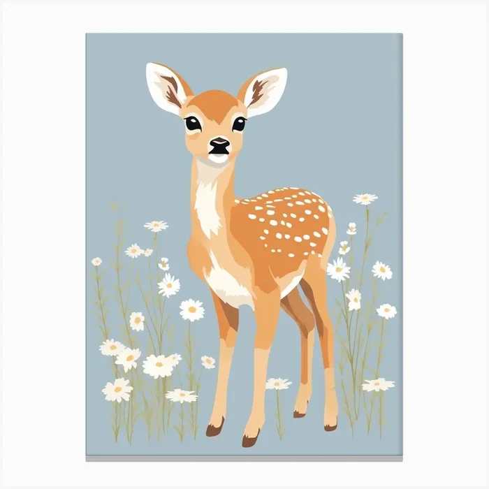 Baby Animal Illustration Deer 8 Canvas Print by Scribble Studio