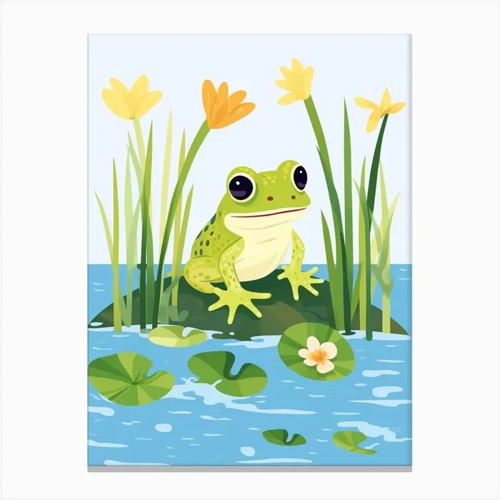 Baby Animal Illustration Frog 4 Canvas Print by Scribble Studio