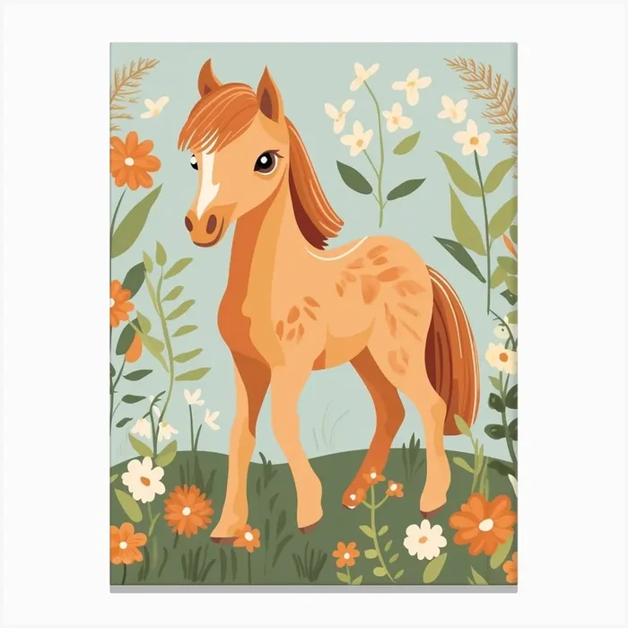 Baby Animal Illustration Horse 4 Canvas Print by Scribble Studio