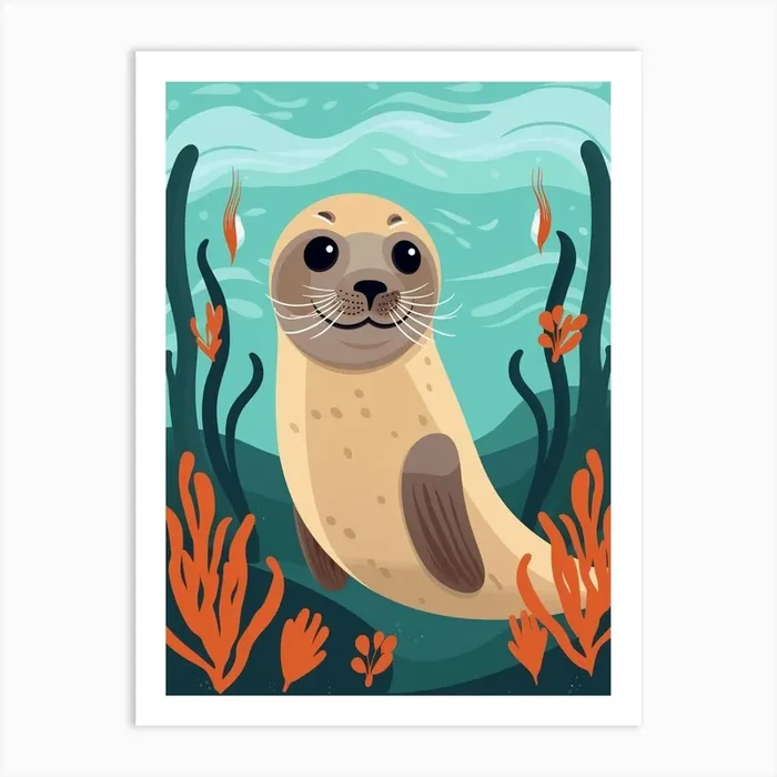Baby Animal Illustration Seal 2 Art Print by Scribble Studio