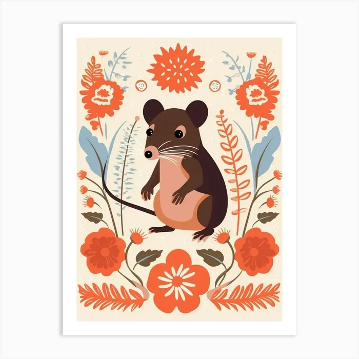 Baby Animal Illustration Shrew 1 Art Print by Scribble Studio
