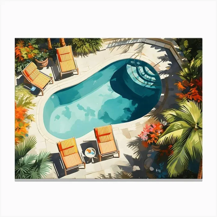 Backyard Pool Delight 1 Canvas PrintSC by S.K. Coghlan
