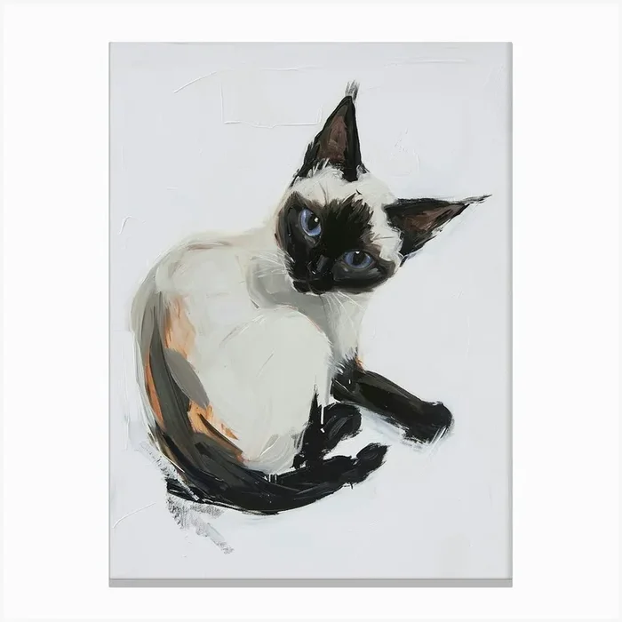 Balinese Cat Painting 4 Canvas Print by Woof and Whiskers