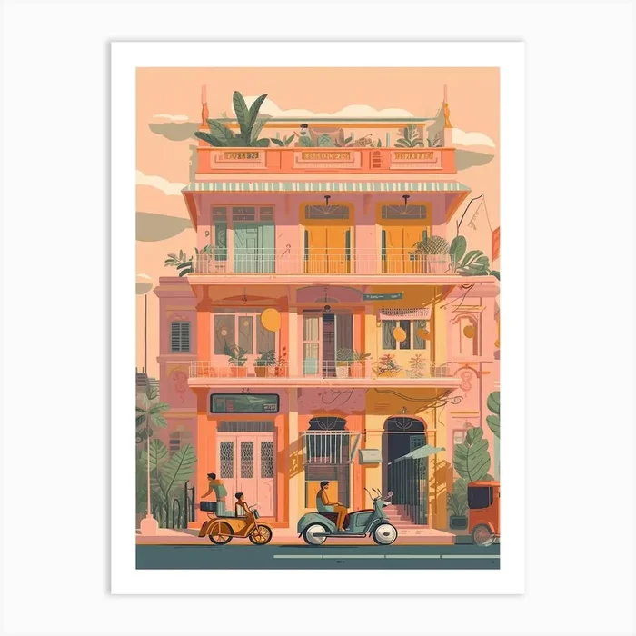 Bangalore India Travel Illustration 1 Art Print by Fusion Designs