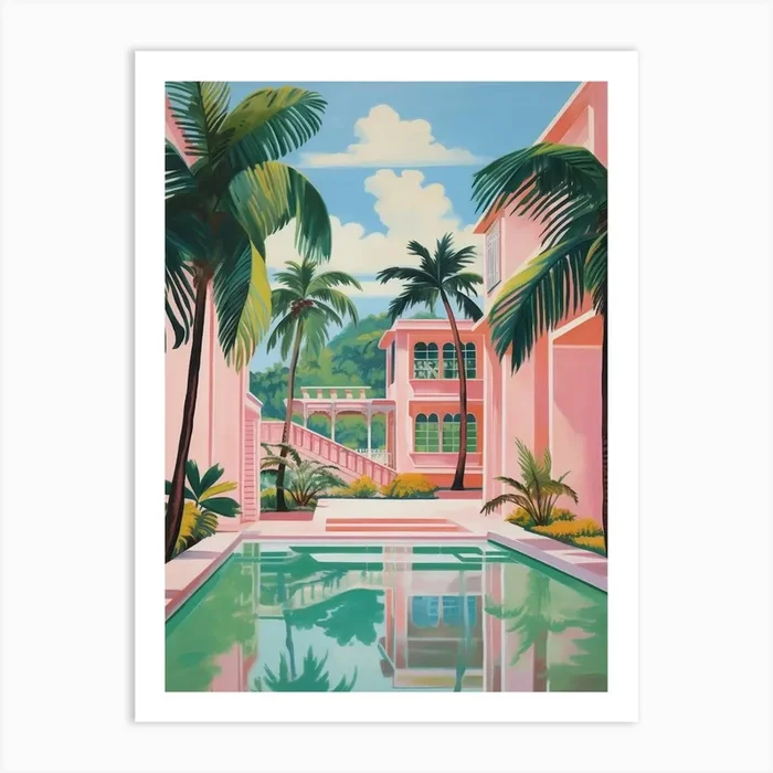 Barbados Mansion With A Pool 2 Art Print by Dreamy Seasons Art