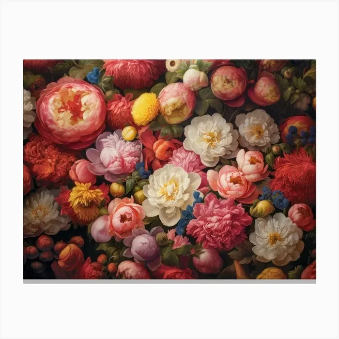 Baroque Flowers Saturated Canvas Print by Peony Sunday
