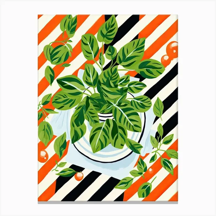 Basil Summer Illustration 3 Canvas Print by Dreamy Seasons Art