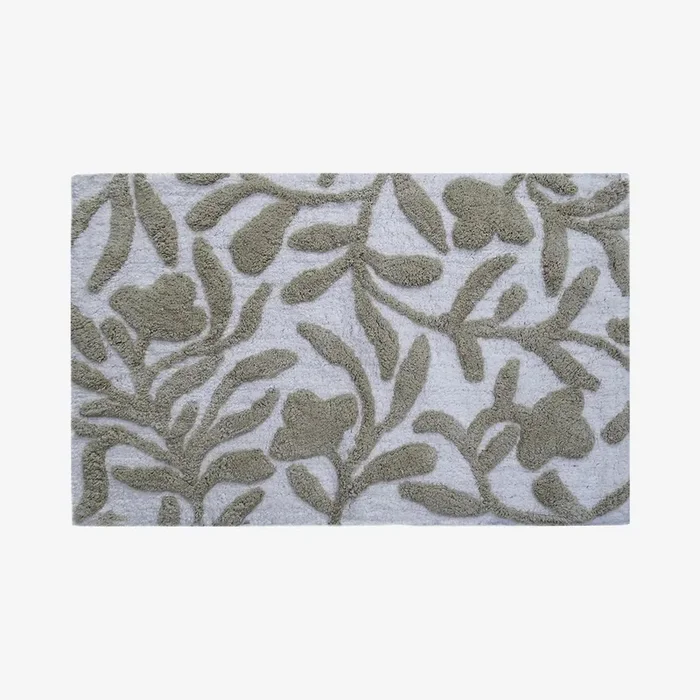 Bath Rug – Beige / Ivory – Floral by A Dose of Whimsy