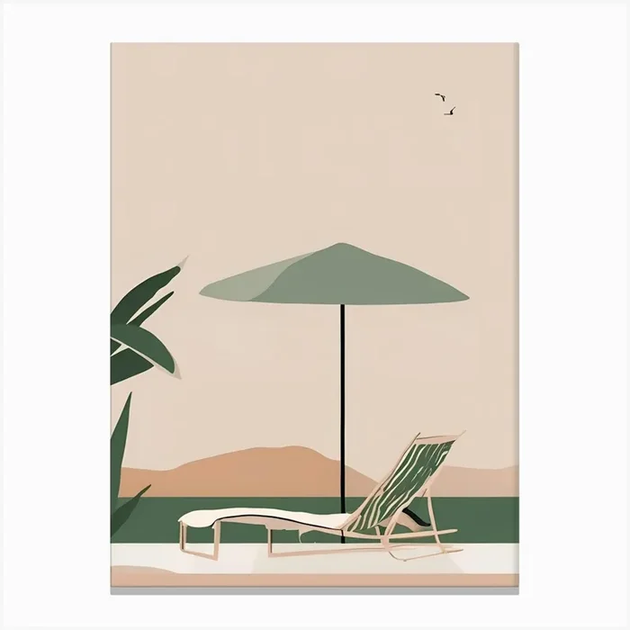 Beach Chair And Umbrella Canvas Print by Henri Matisse Style Prints