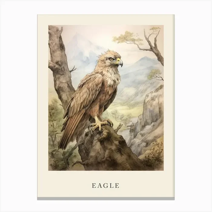 Beatrix Potter Inspired Animal Watercolour Eagle 1 Canvas Print by Scribble Studio