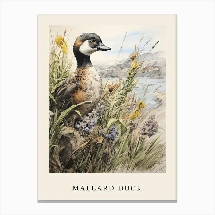 Beatrix Potter Inspired Animal Watercolour Mallard Duck 1 Canvas Print by Scribble Studio
