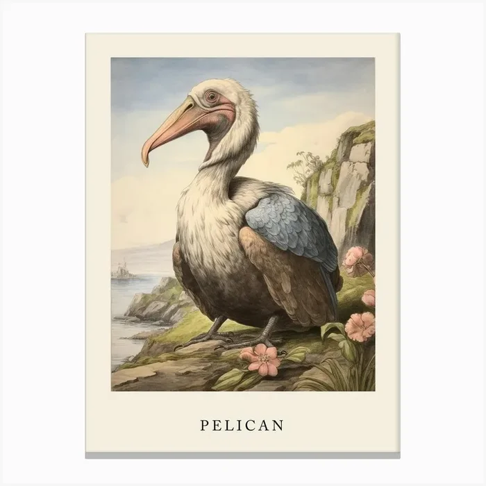 Beatrix Potter Inspired Animal Watercolour Pelican Canvas Print by Scribble Studio