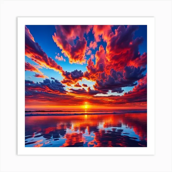 Beautiful Ocean Sunset V2 3 Art Print-@ by —CUJO— @ The-Steam-Punk-Mush-Room
