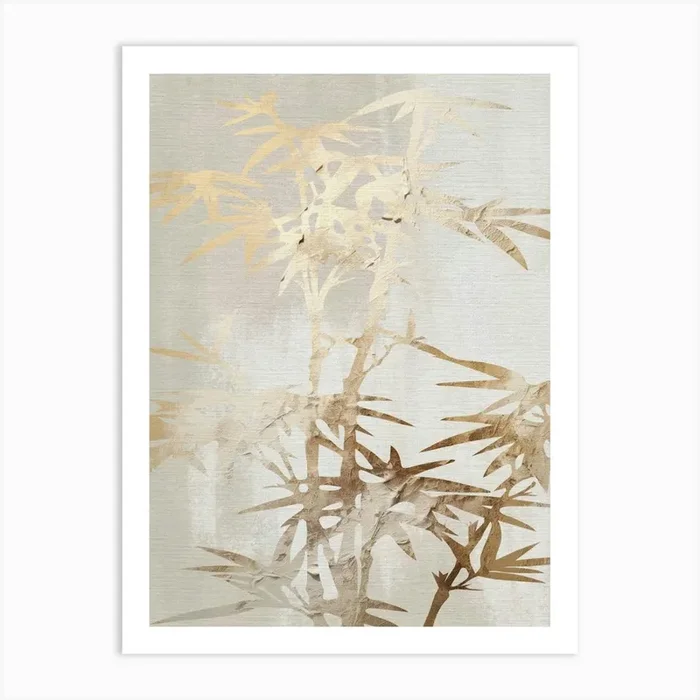 Beige and Gold Bamboo Artwork Art Print by Lily Pope