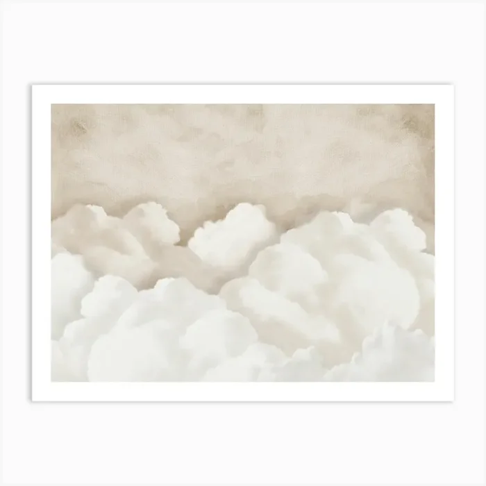 Beige Cloudy Sky Art Print by Line2Form