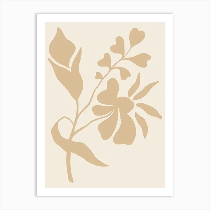 Beige Floral Painting Art Print by Artsy Bessy