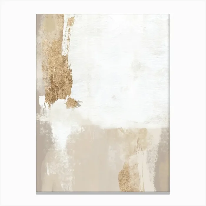 Beige Gold Abstract Painting 3 Canvas Print by Line2Form