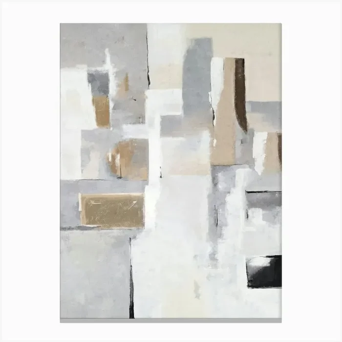 Beige Gray Modern Abstract 3 Canvas Print by Line2Form