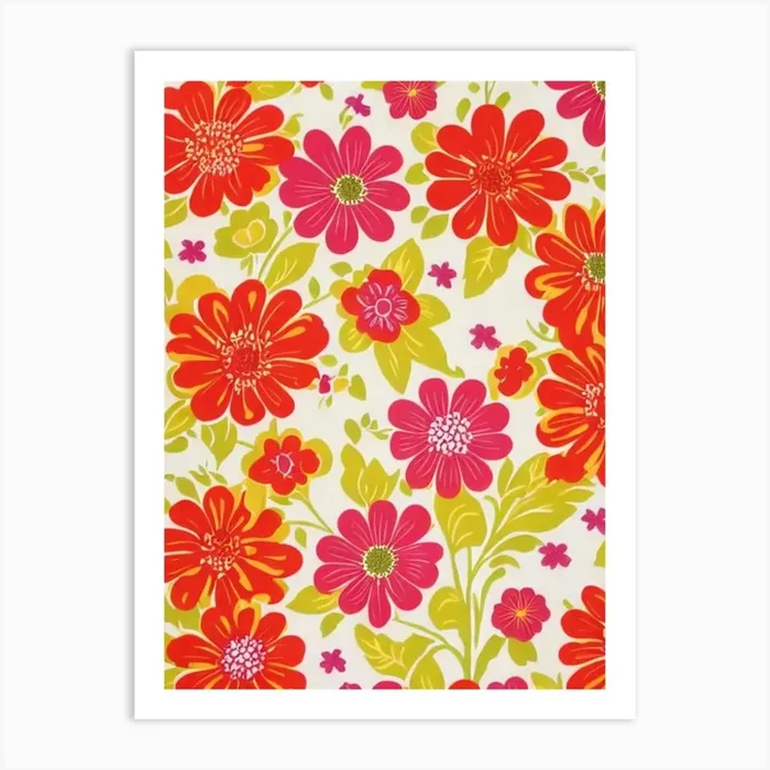 Bellflower Floral Print Retro Pattern 1 Flower Art PrintPP by Petal Palette