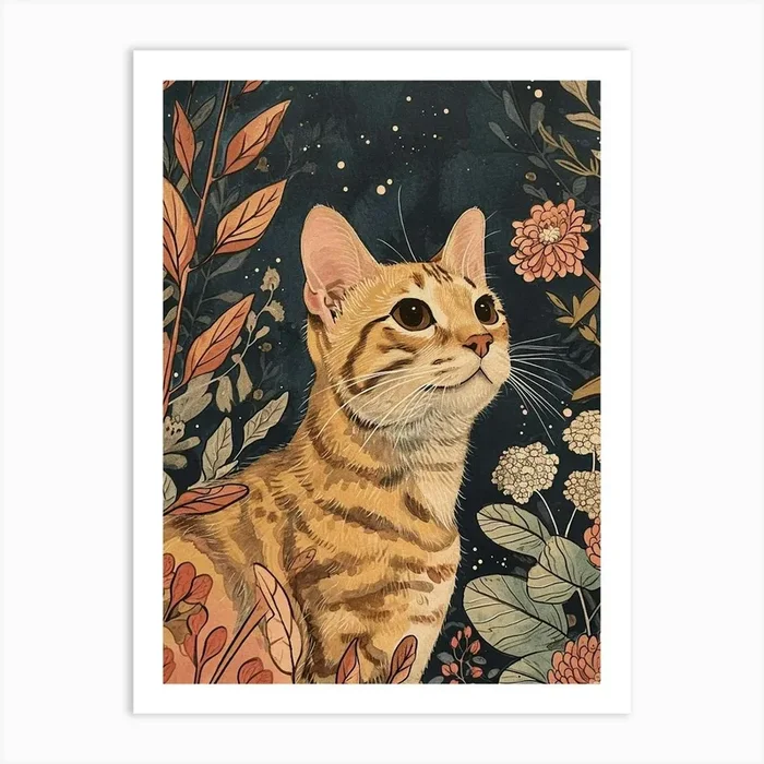 Bengal Cat Japanese Illustration 3 Art Print by Woof and Whiskers