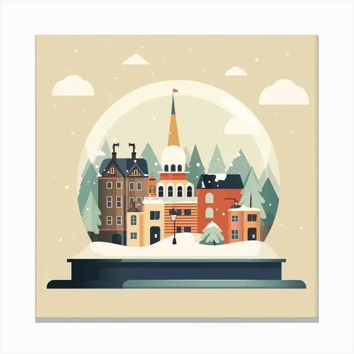 Bergen Norway 1 Snowglobe Canvas Print by Bon Hiver Prints