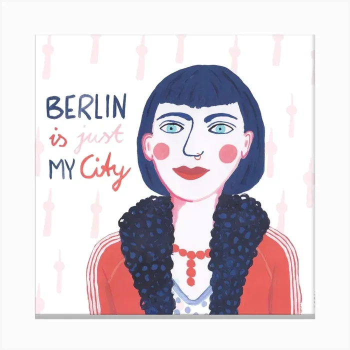 Berlin Girl Square Canvas Print by Anke Rega