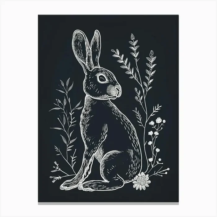 Beveren Rabbit Minimalist Illustration 4 Canvas Print by Ritual Art Prints