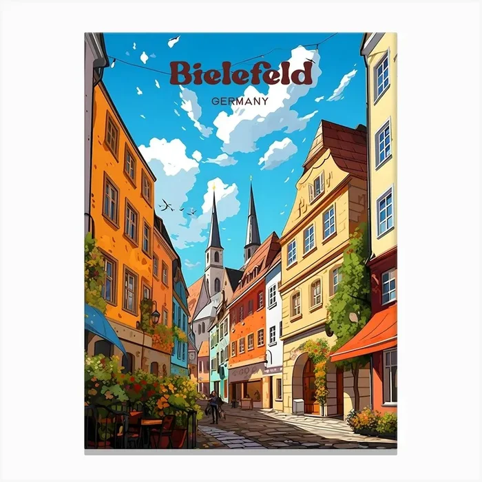 Bielefeld Germany Autumn Travel Art Illustration Canvas Print by Wanderscape Travel Art