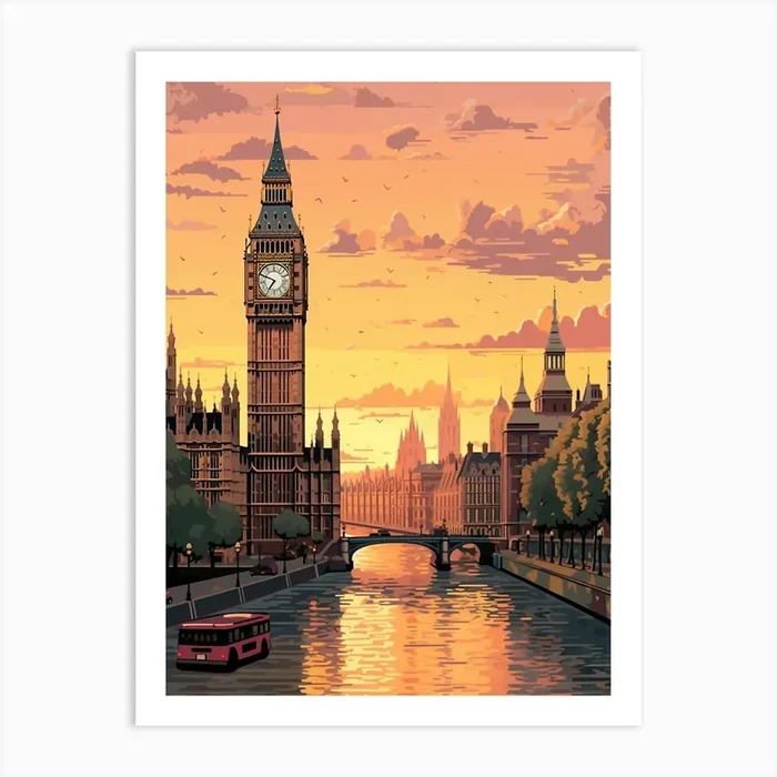 Big Ben And The House Of Parliament Pixel Art 1 Art Print by PixelPerfect