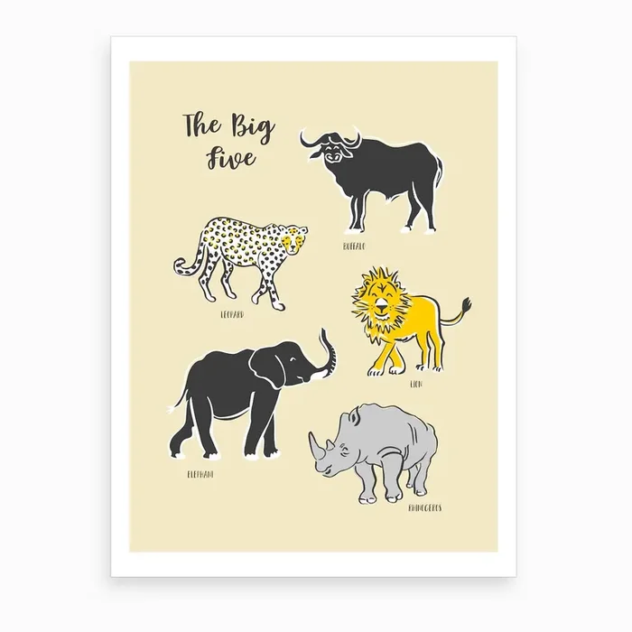 Big Five Safari Art Print by Revista