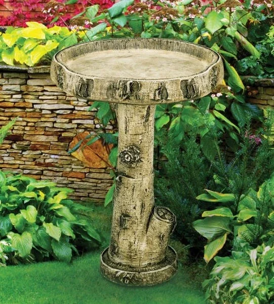 Birch Birdbath Sculpture