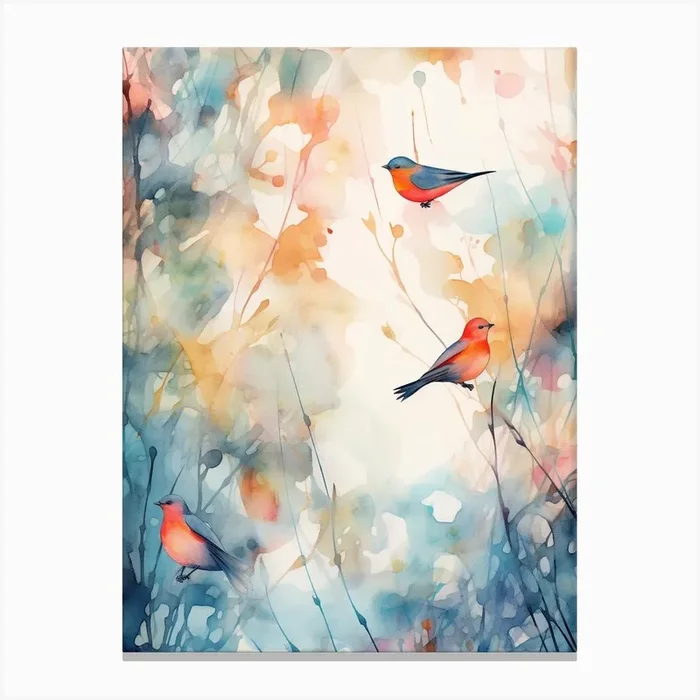 Bird Flock Watercolour 2 Canvas Print by Featherline