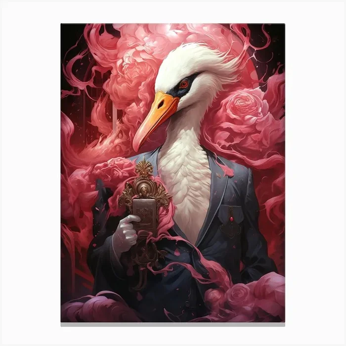 Bird In A Suit Canvas Print by maebyfazar