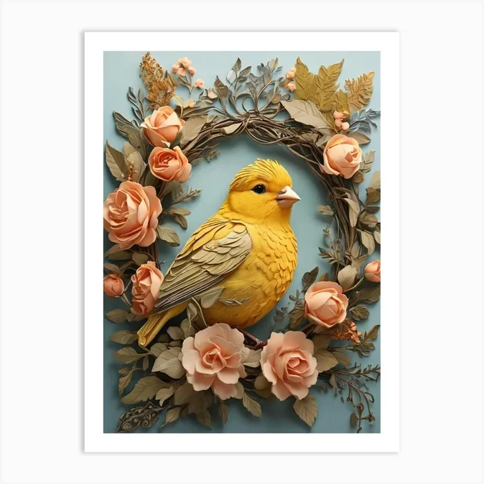 Bird In A Wreath 1 Art Print by ontoseno