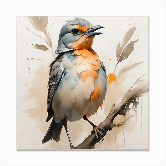 Bird On A Branch Canvas PrintS by SunFlower