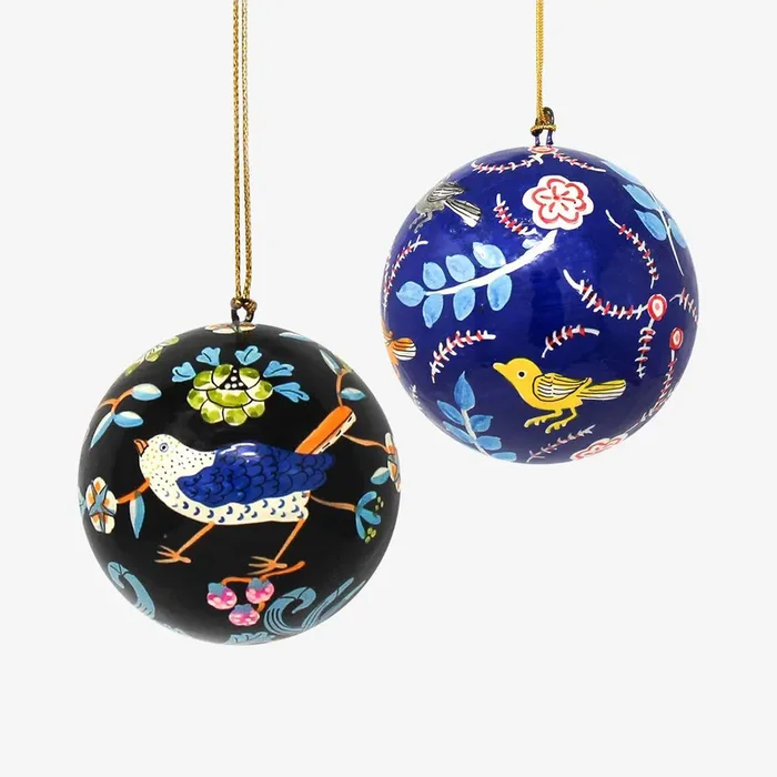 Bird with Flower Ornaments – Set of 2 by Global Crafts