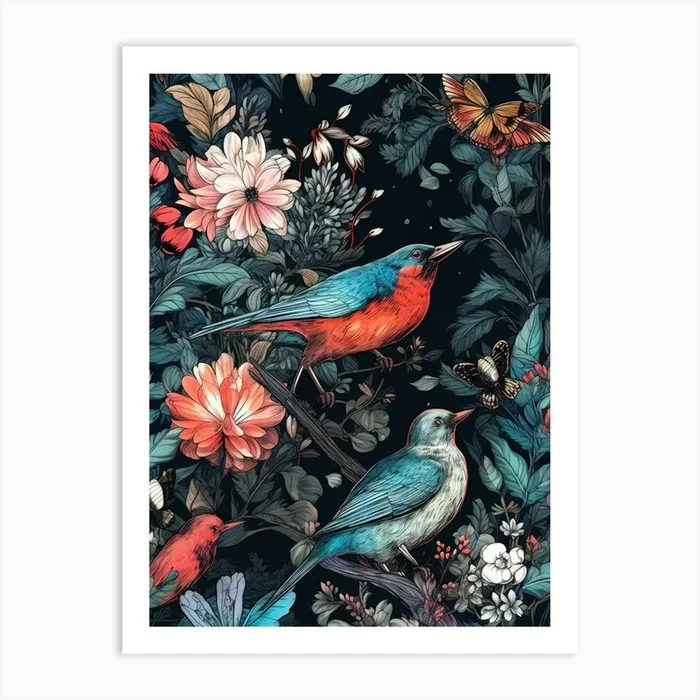 Birds In The Forest nature animal Art Print by JBJart Justyna Jaszke