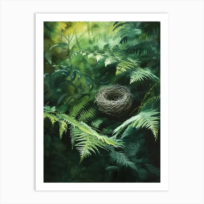 Birds Nest Fern Painting 1 Art Print by Petal Pigments
