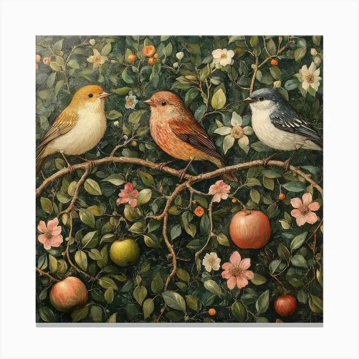 Birds On A Branch Art 12 Canvas PrintS by Saiful