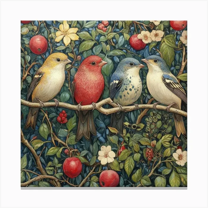 Birds On A Branch Art 39 Canvas PrintS by Saiful