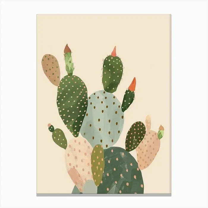 Bishops Cap Cactus Minimalist Abstract Illustration 4 Canvas Print by Petal Pigments