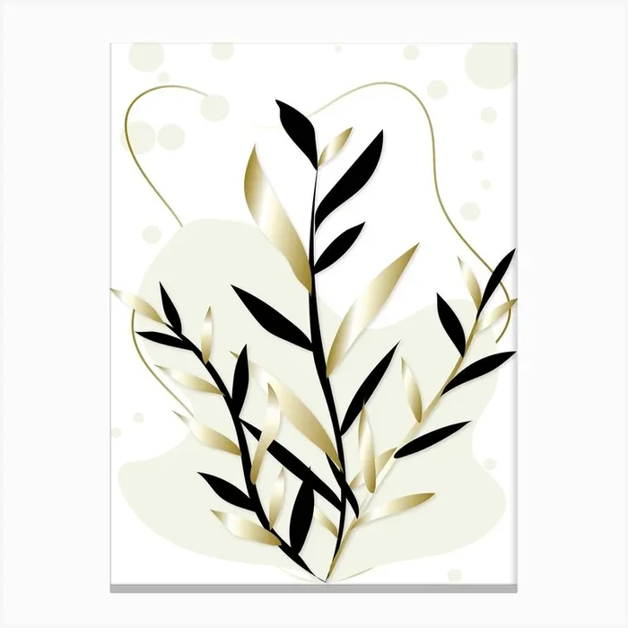 Black and Gold Botanical Canvas Print by Artsy Bessy