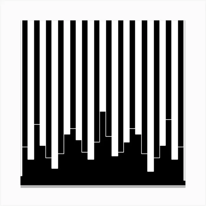 Black And White Cityscape Canvas PrintKA by K.S ART